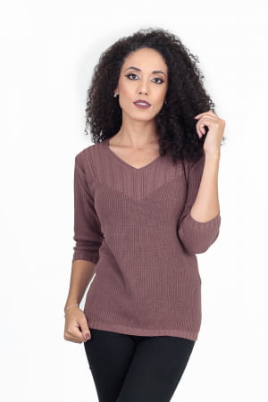 Blusa Fang Manga 3/4 Decote V Trabalhado - REF. 288 Blusa Fang Manga 3/4 Decote V Trabalhado - REF. 288