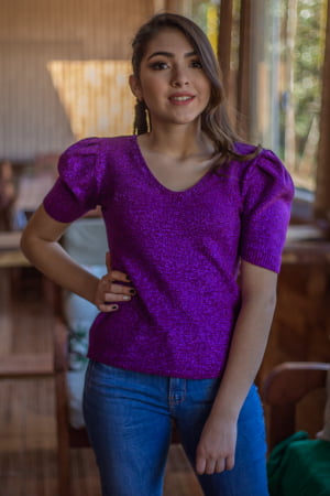 Blusa Lurex Gola V Ref 2054 Blusa Lurex Gola V Ref 2054