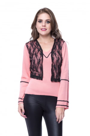 Blusa Rendada Manga Flaire - REF. 362 Blusa Rendada Manga Flaire - REF. 362