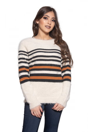 Blusa Angorá Listras Decote Canoa - REF. 947 Blusa Angorá Listras Decote Canoa - REF. 947
