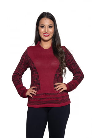 Blusa Jacquard Decote Quadrado - REF. 122 Blusa Jacquard Decote Quadrado - REF. 122