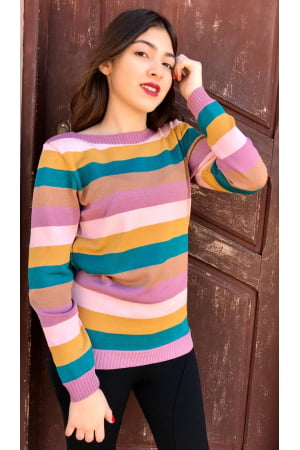 Blusa Listras Canoa Modal - REF. 253 Blusa Listras Canoa Modal - REF. 253