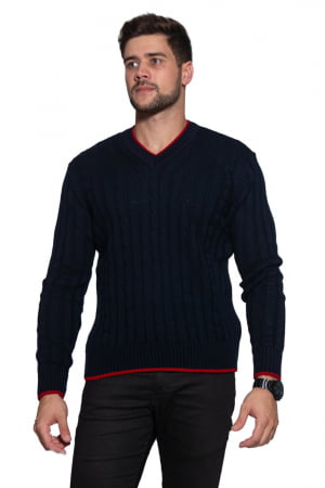Blusa Masculina Decote V Trança - REF. 981 Blusa Masculina Decote V Trança - REF. 981