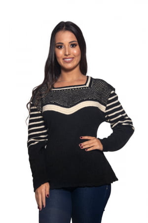 Blusa Mousse Decote Quadrado Poá - REF. 156 Blusa Mousse Decote Quadrado Poá - REF. 156