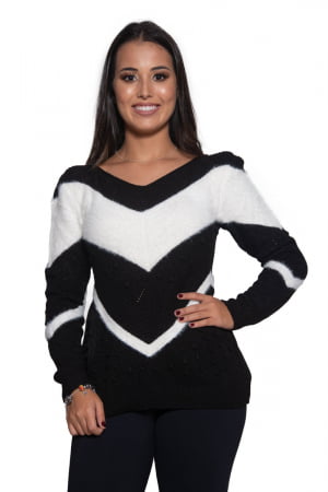 Blusa Mousse Decote V Angorá 2 Cores - REF. 614 Blusa Mousse Decote V Angorá 2 Cores - REF. 614