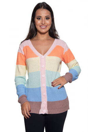 Cardigan Listrado Colorido - REF. 137 Cardigan Listrado Colorido - REF. 137