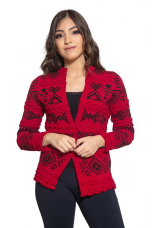 Casaco Mousse Jacquard - REF. 128 Casaco Mousse Jacquard - REF. 128