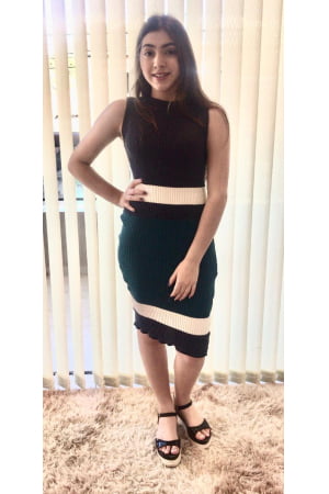 Vestido Canelado listra Ref 286 Vestido Canelado listra Ref 286