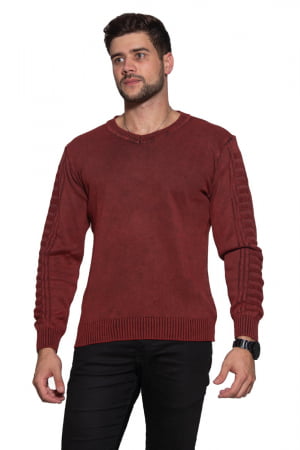 Blusa Masculina Estonada Decote V Manga Quadradinho - REF. 929 Blusa Masculina Estonada Decote V Manga Quadradinho - REF. 929